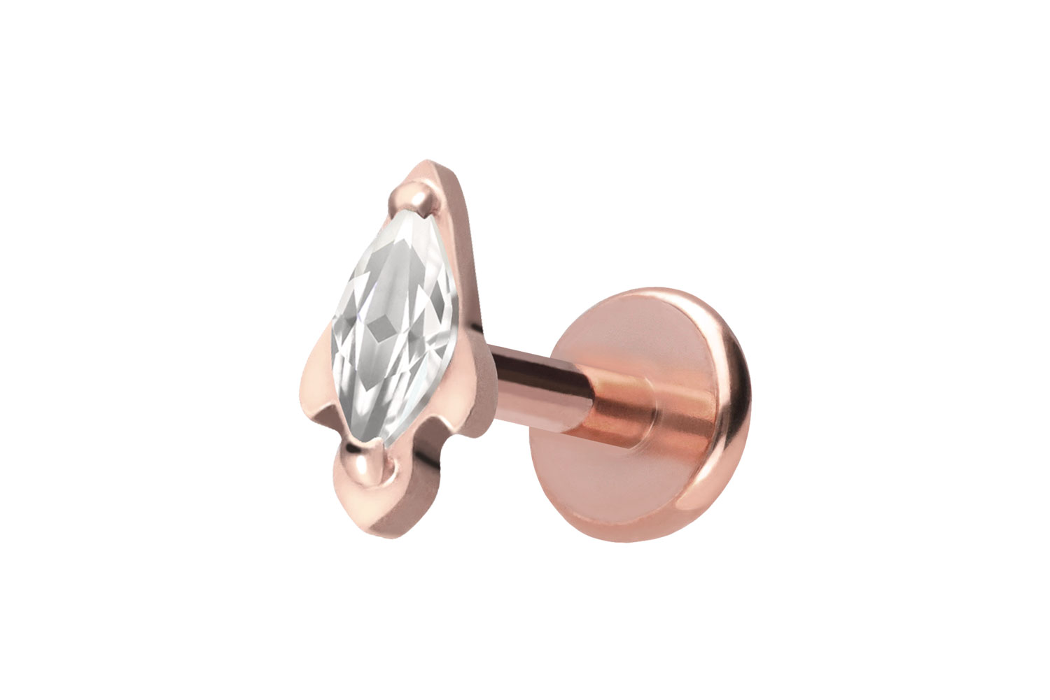 Titan Labret Piercing mit Push Fit KRISTALLRAKETE